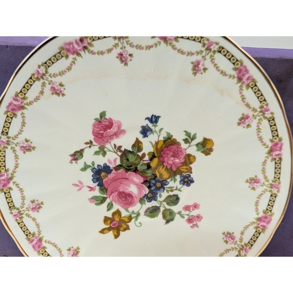 Vintage Allyn Nelson Collection Teacup and Saucer England Pink Rose Gold SEE - Picture 11 of 16